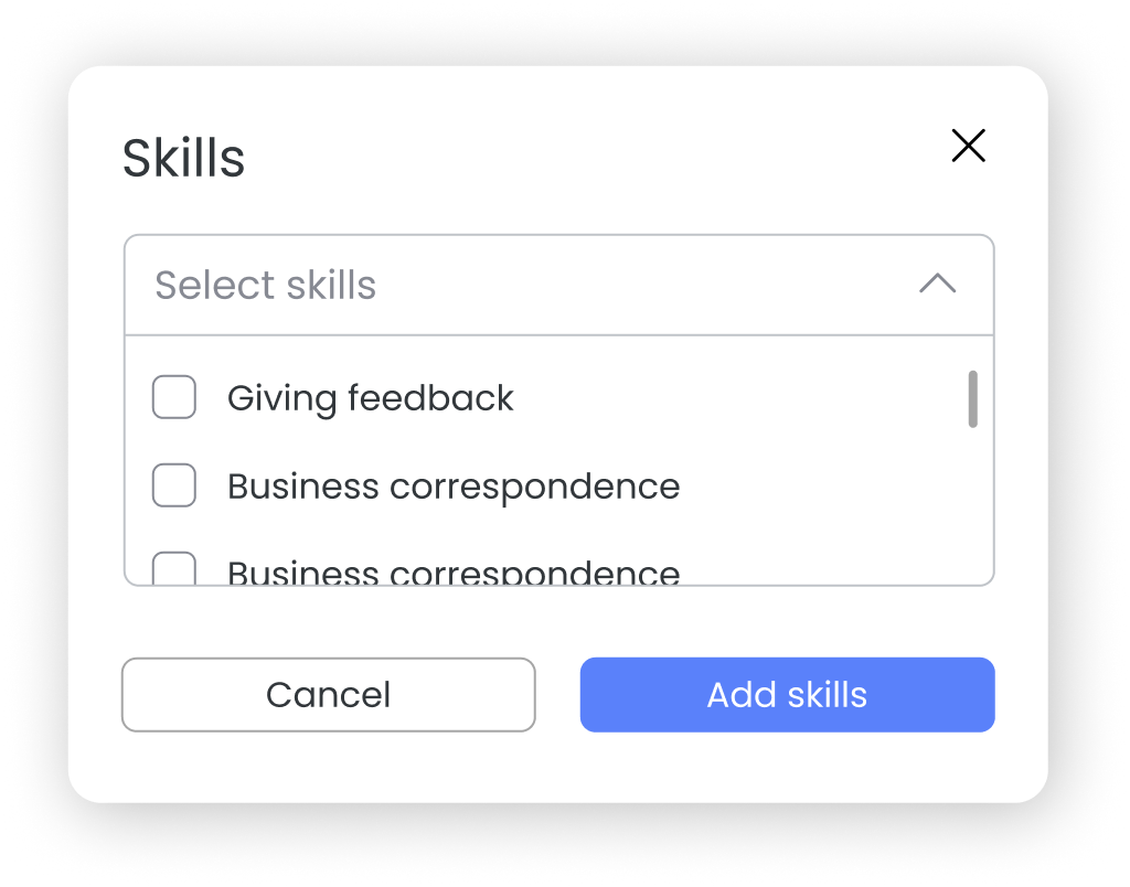 Skills selection modal