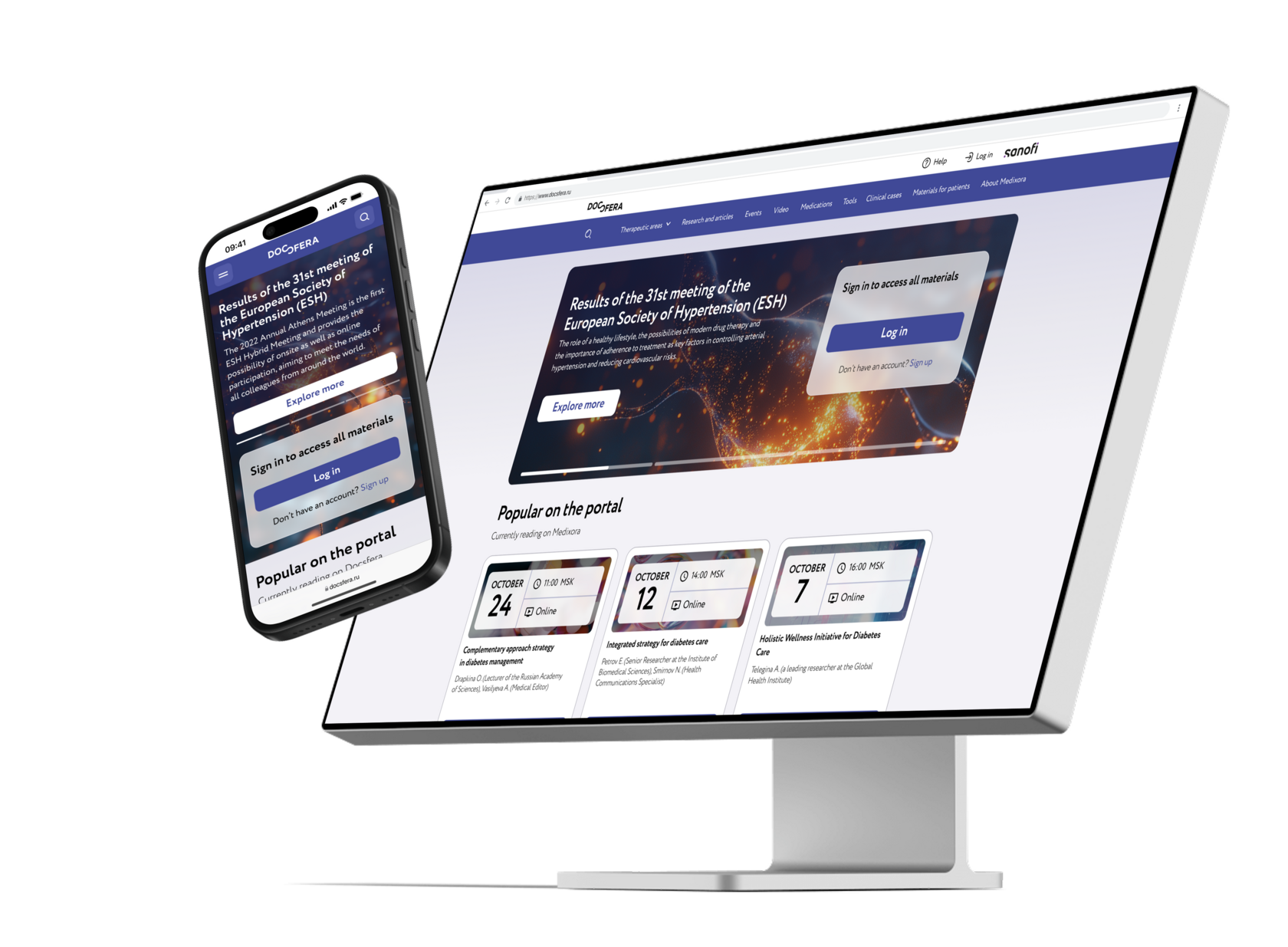 Healthcare platform on mobile and desktop