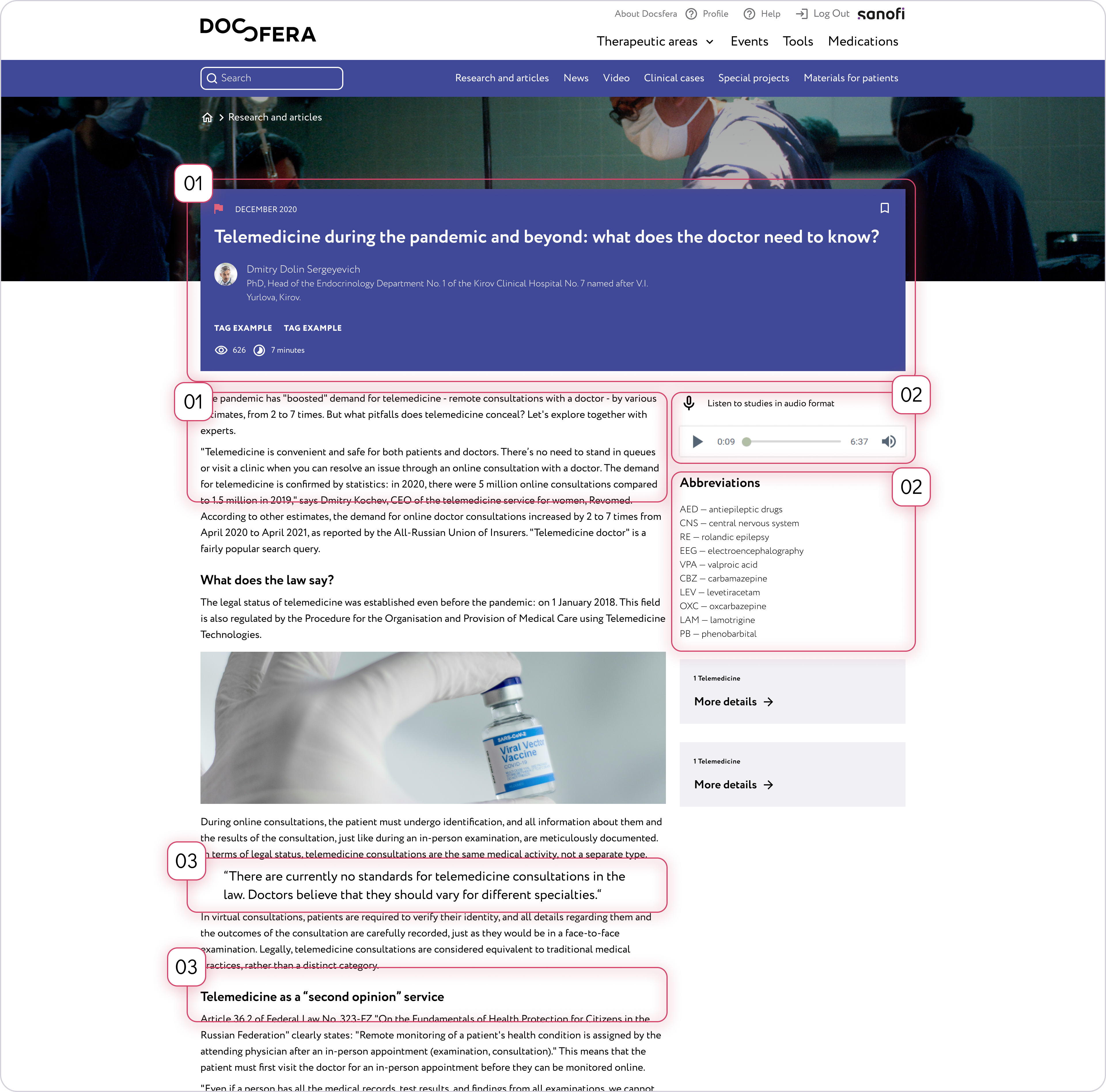Annotated audit of the previous medical article template