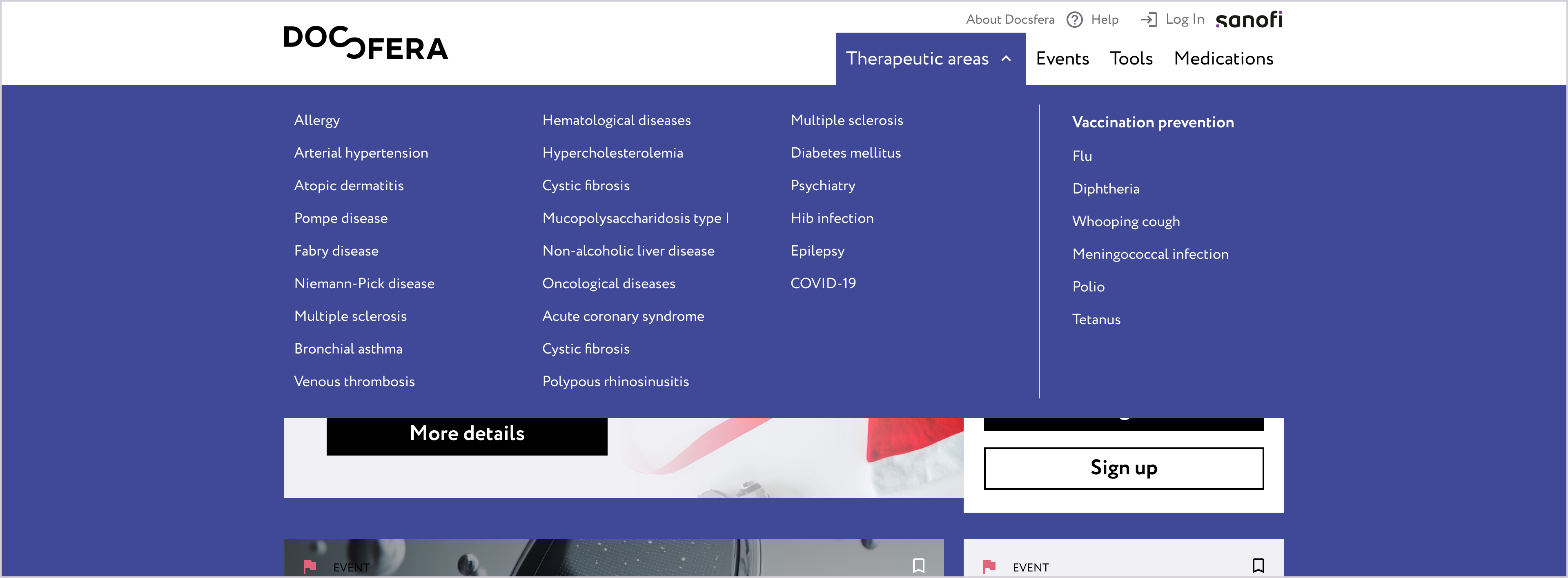 Previous expanded therapeutic areas navigation